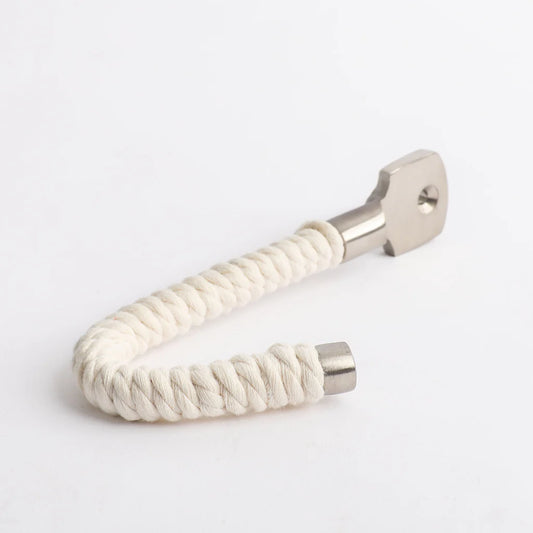 Rope Hook White Cotton With Satin Nickel