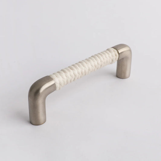 Rope Handle White Cotton With Satin Nickel